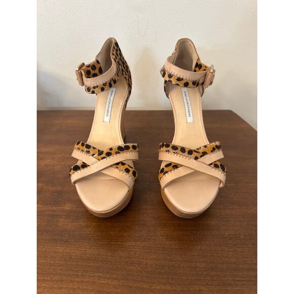 Diane Von Furstenberg Alara Leopard Print Leather Sandal Size 7.5 - Picture 2 of 8